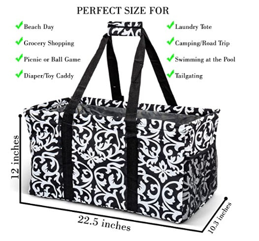 THIRTY ONE Original ORGANIZING UTILITY TOTE Bag ~ Solid BLACK ~ Open Top