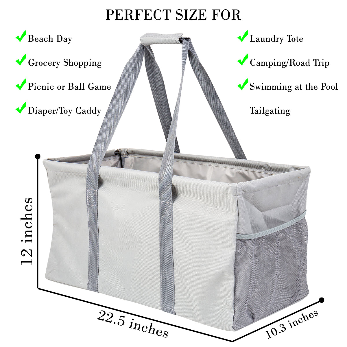 Extra Large Utility Tote Bag - Oversized Collapsible Pool Beach Canvas ...