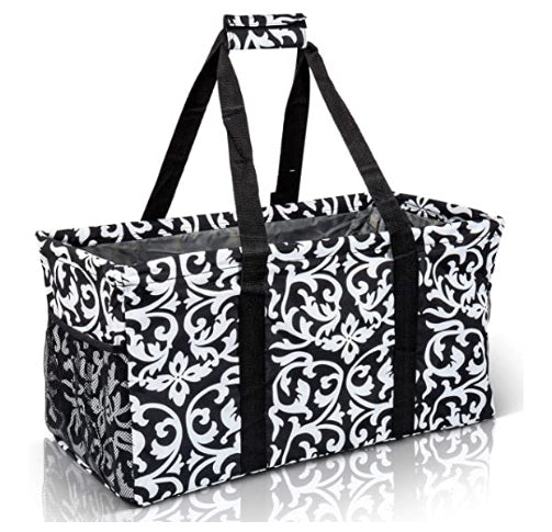 Aduewik 8 Pieces Canvas Tote Bag Black and White Canvas Bag with Shoulder  Strap Zipper Opening Inner Side Pockets Canvas Grocery Totes for Women Work